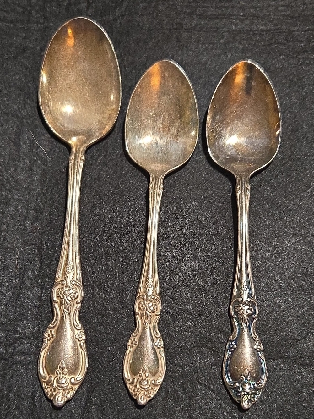 Oneida Silver-Tone Ornate Serving Spoons - Set of 3 Louisiana Pattern